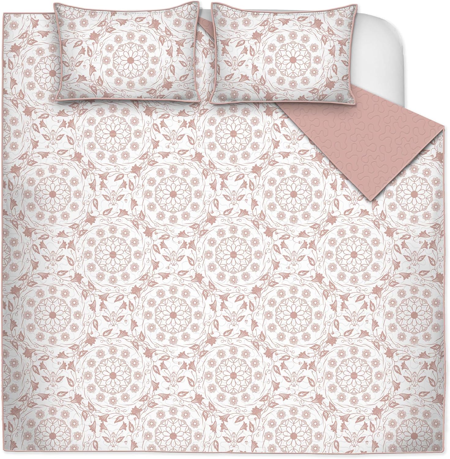 Safdie & Co. Luxury Set Quilt, Full/DoubleQueen, Coral 3