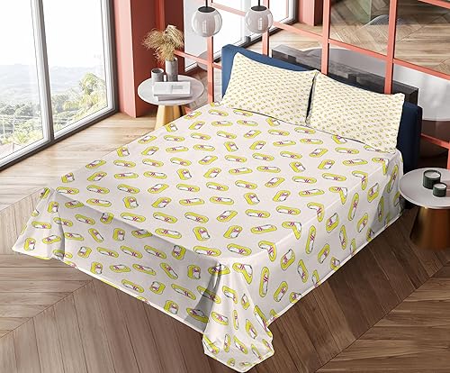 Miniatura 7 de Ambesonne Polar Bear Sheet Set, Humorous Summer Pattern with Arctic Animals Relaxing on Seabeds, Fitted and Flat Sheet with Pillowcases Bedding