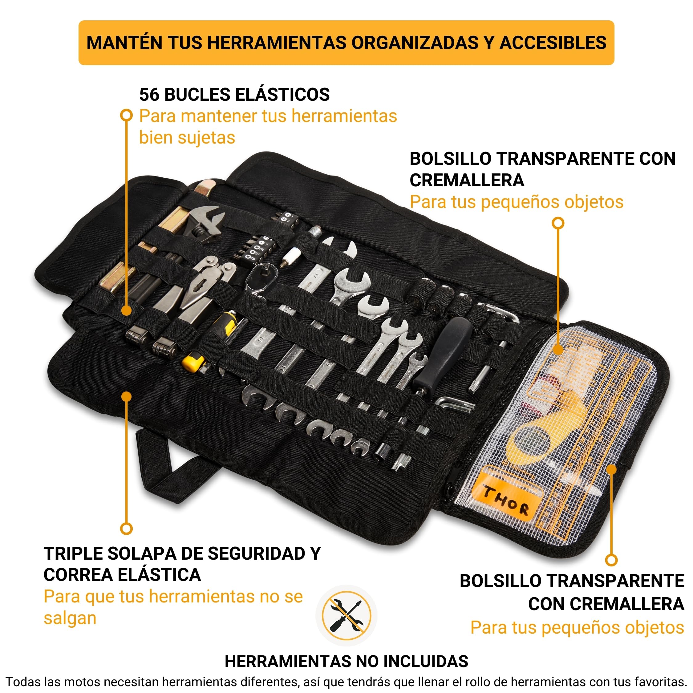ODINSBERG Bolsa Herramientas Moto Enrollable Tool Roll - Herramientas NO Incluidas - Estuche Organizador Herramientas Bolso Porta Herramientas Moto para Motos Enduro MX - Kit Portaherramientas Vacia