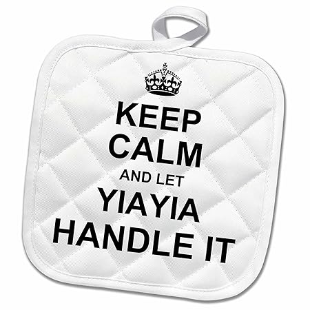 3D Rose Keep Calm and Let Yiayia Handle It Fun Funny Grandma YIA Gift Pot Holder, 8 x 8