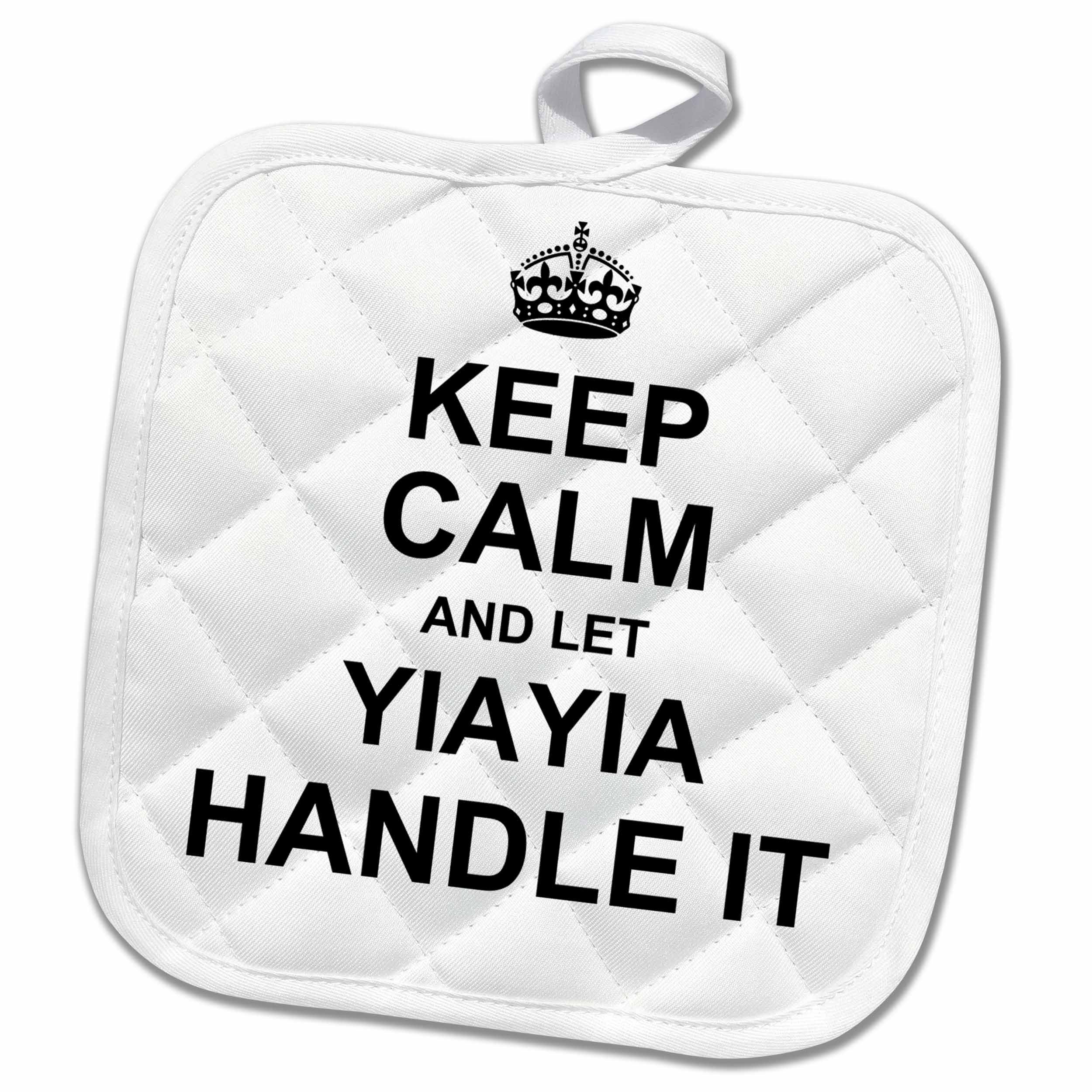 3dRose 3D Rose Keep Calm And Let Yiayia Handle It Fun Funny Grandma Yia Gift Pot Holder, 8 X 8