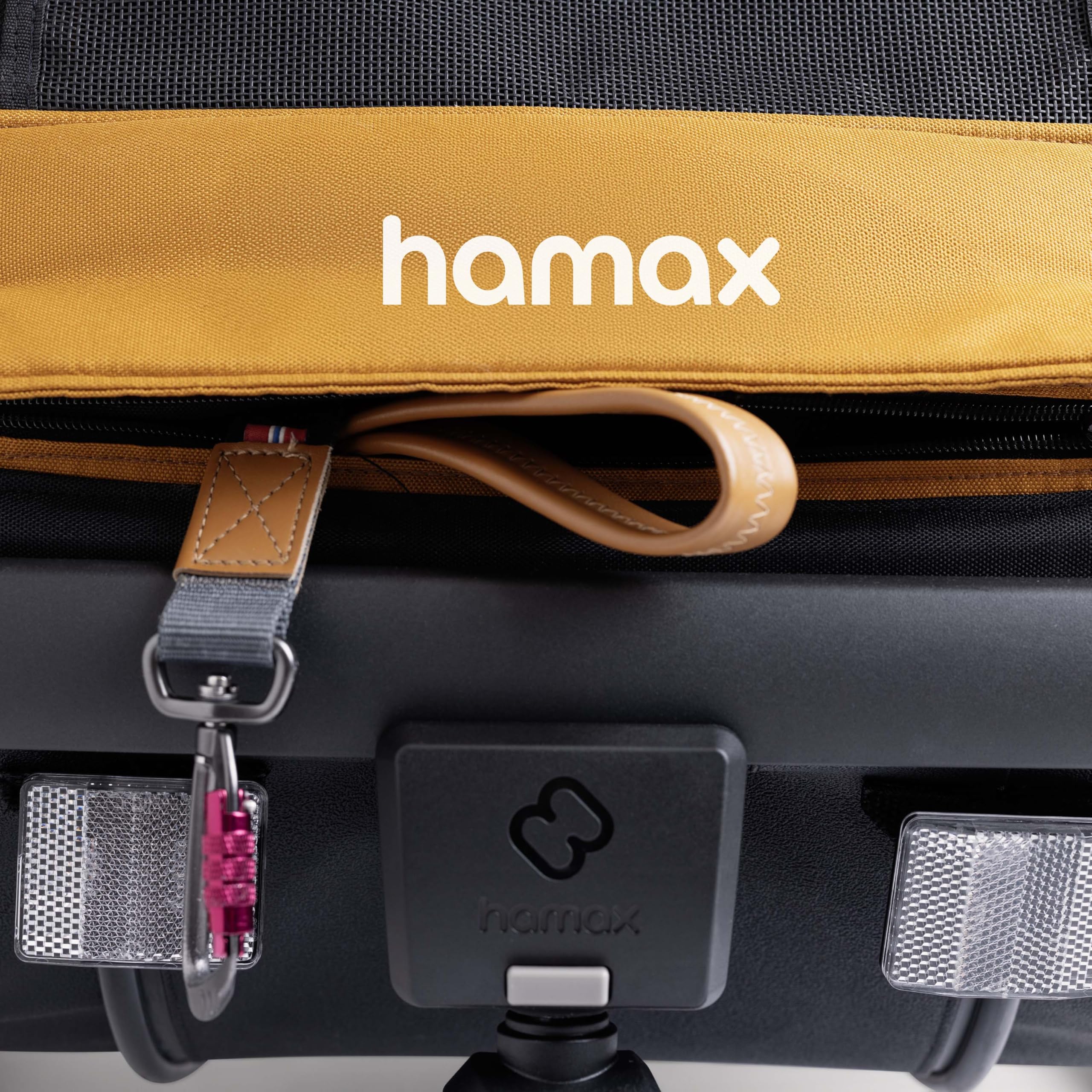 Hamax - Milou S Remorque Vélo Chien 20 kg - Suspension Réglable 3 Positions - Pliable - Frein de Stationnement - Jaune et Noir