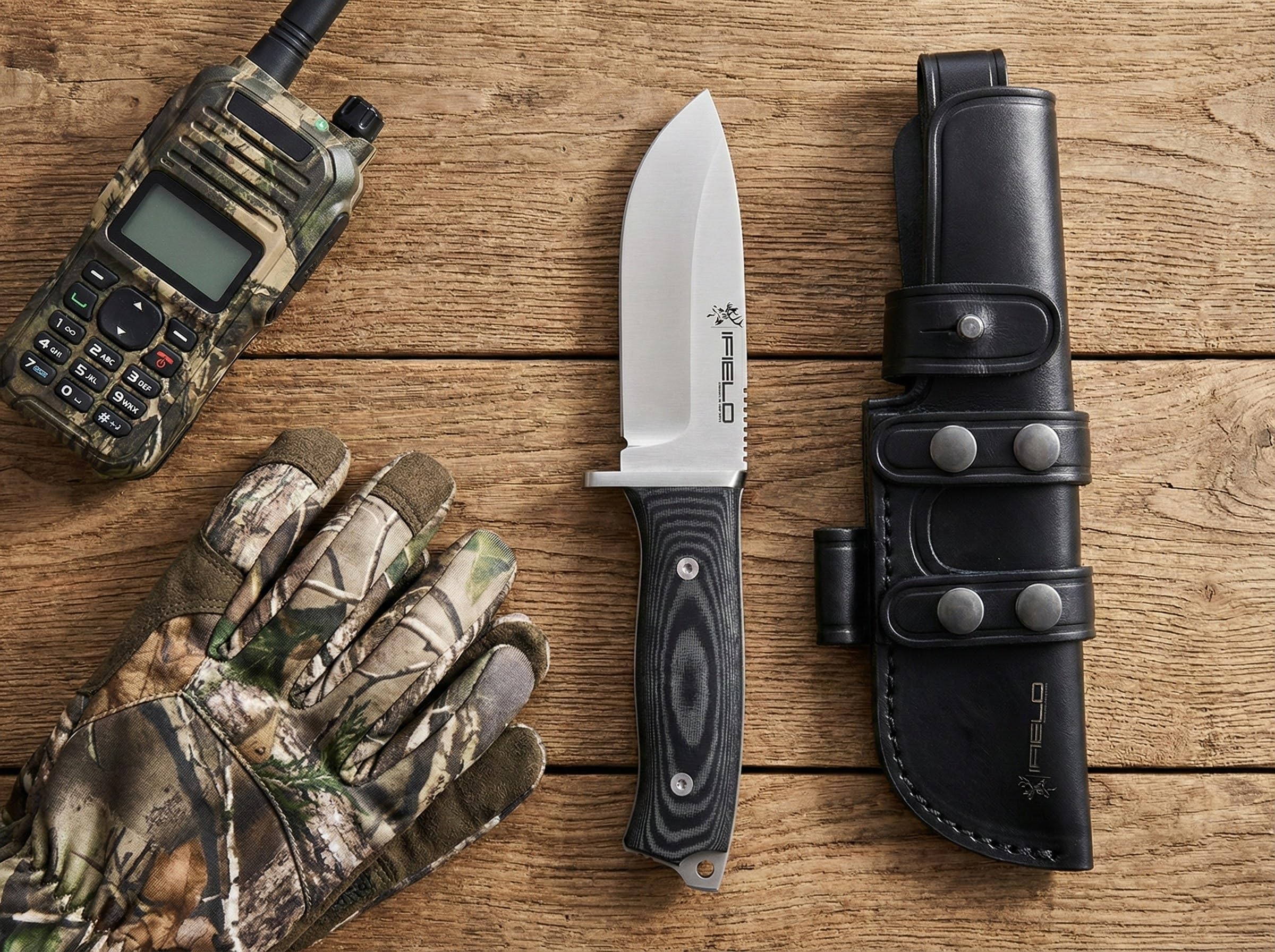 iFIELD EL29103 Multifunzionale escursioni, caccia e sopravvivenza coltello per l'esterno, manico nero Micarta con acciaio inox MOVA-58, fatto in Albacete (Spagna)