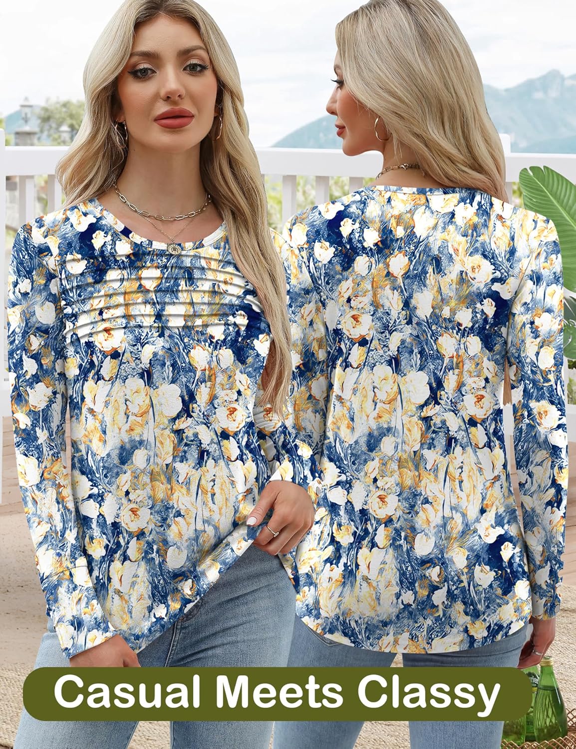 Blouses for Women Dressy Casual Long Sleeve Fall Fashion Tops Trendy Outfits for Work Office Shirts Thicker Clothes - Image 4