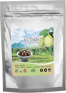 Organic Nutmeg Whole 1.5 oz, Freshly Harvested Aromatic Spice Premium Grade Fair Trade