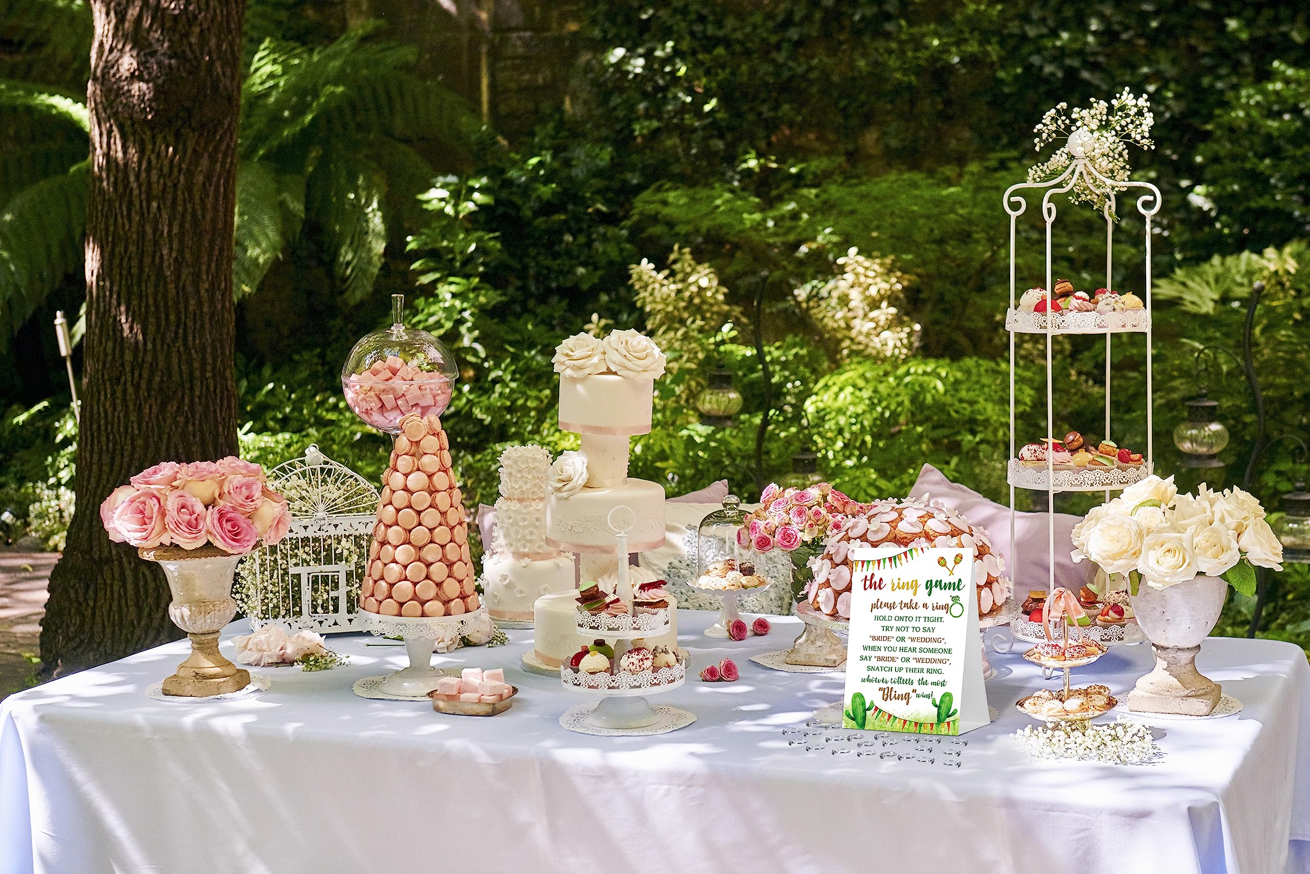 Put A Ring On It Jeu De Fête Prénuptiale Avec 50 Faux Anneaux, Jeux De Fête De Mariage Sur Le Thème De La Verdure Rustique, Bagues De Mariage Et De Fiançailles Et