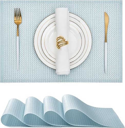 Miniatura 37 de Leetaltree juego de 6 manteles individuales de lentejuelas doradas de lujo - impermeables y lavables para boda, aniversario, uso diario - decoración