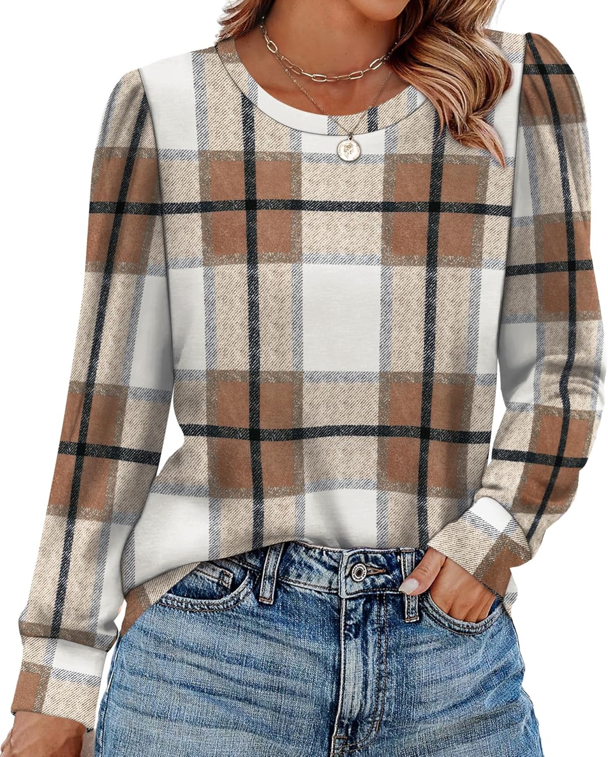 Alaroo Womens Long Sleeve Shirts 2025 Fall Tunic Tops Crewneck Blouses Print - Image 2