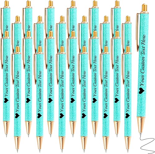 Hapelf Bolígrafos con purpurina personalizados, bonitos bolígrafos con nombre impreso, bolígrafos personalizados con barril de metal, retráctiles,