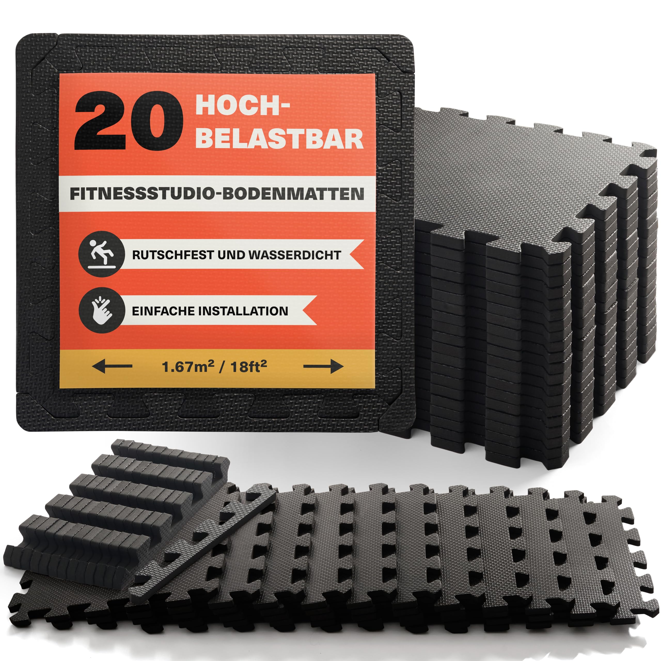 MATANA Bodenschutzmatte Fitness - Puzzle Bodenmatte Sport Trainingsmatte rutschfest - Heimtrainer, Pool Unterlegmatte