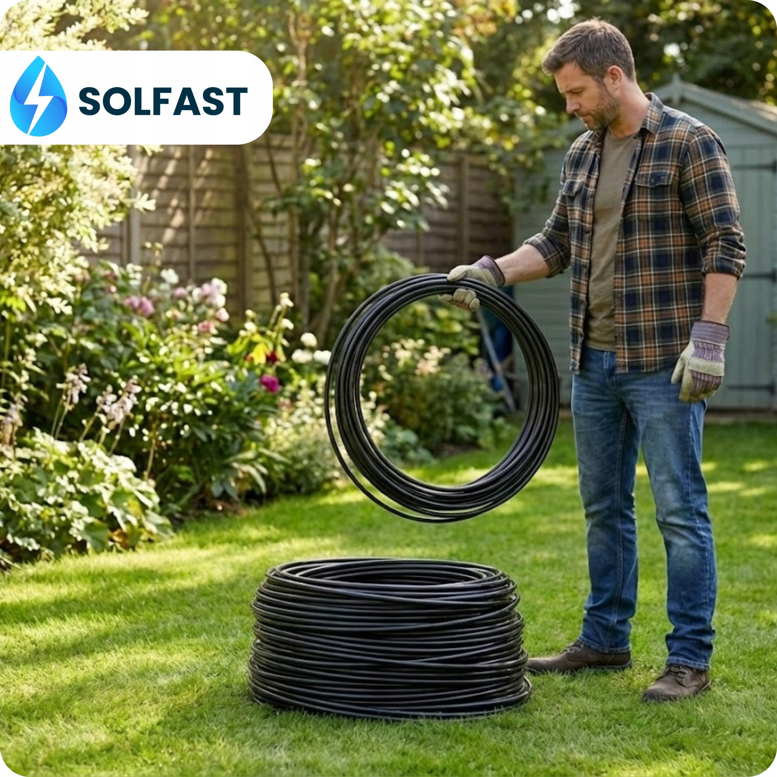 Tubo PE 16mm 100m PN4 - Tubo di irrigazione senza fori, linea di alimentazione per sistema di irrigazione a goccia