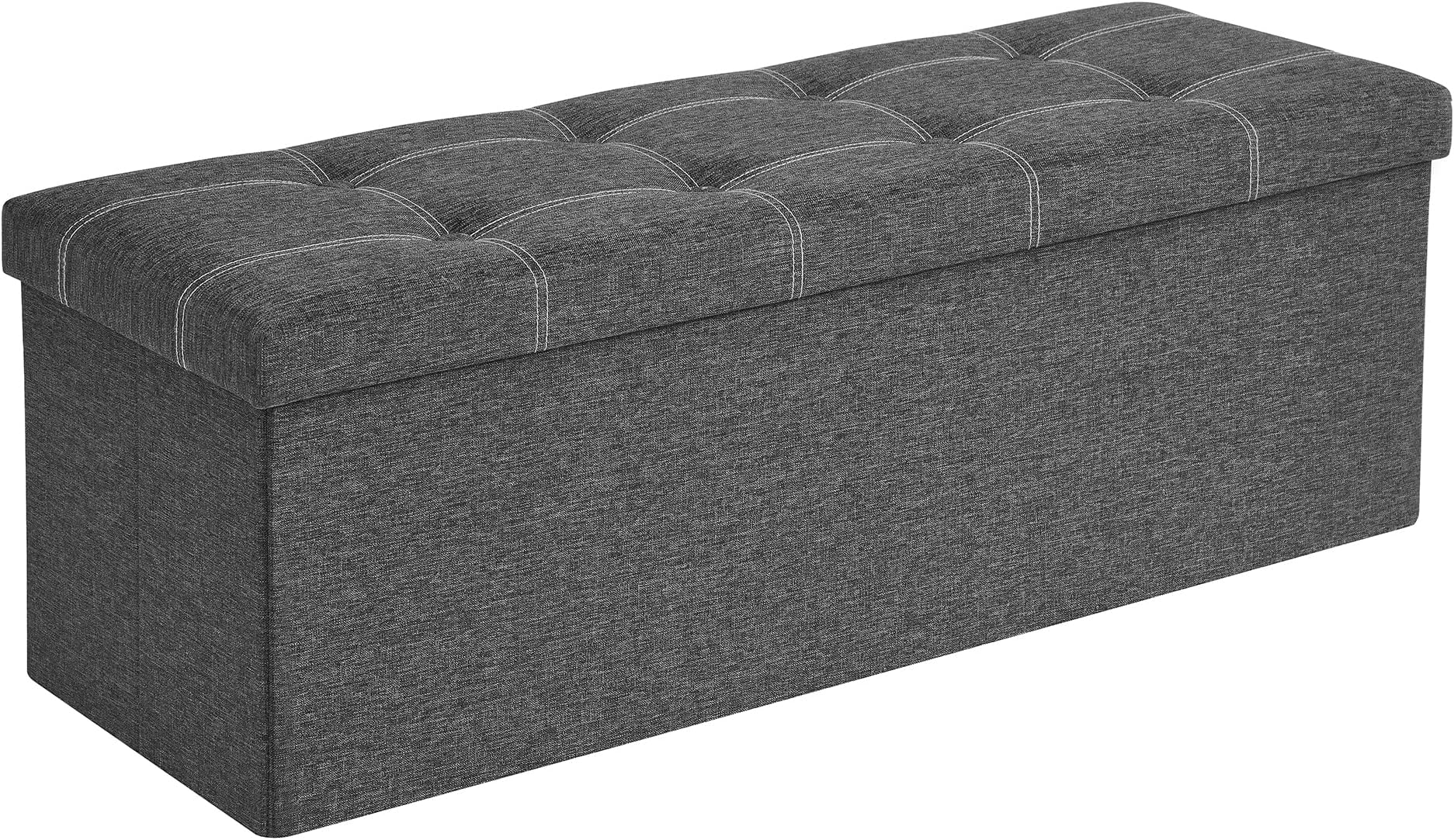 IDMarket Banc Coffre Rangement 100 Cm Tissu Gris Anthracite Sur Pieds - Banquette Déco Avec Grand Volume De Rangement