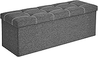 SONGMICS Mazie 43" Folding Ottoman Storage Bench, 35 Gal Chest, 660 lb Capacity, Breathable Linen-Look Fabric, Dark Gray ULSF077G04