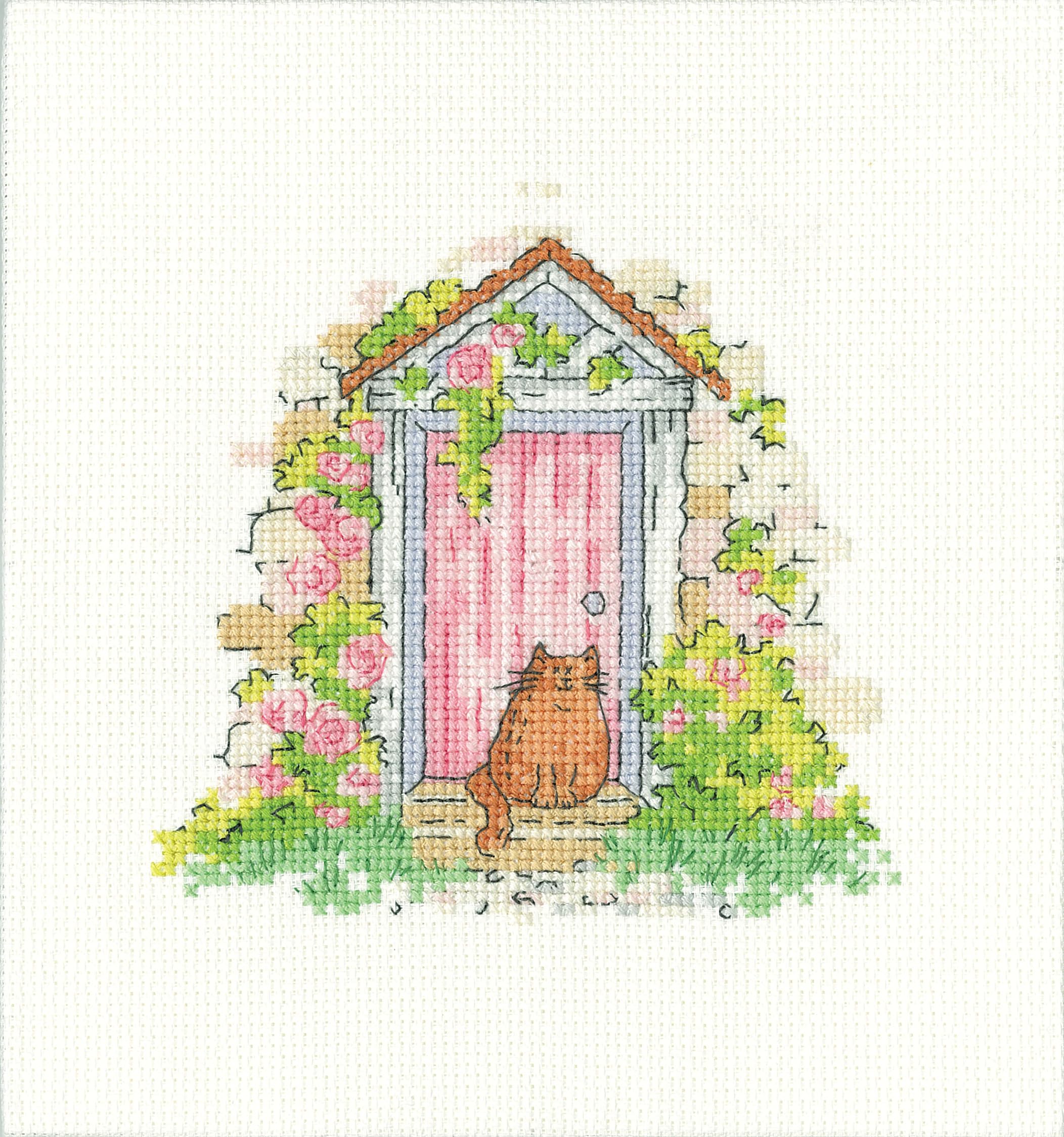 Heritage Crafts Undefined Cross Stitch Kit (Aida) - Roses & Whiskers - Karen Carter Cats