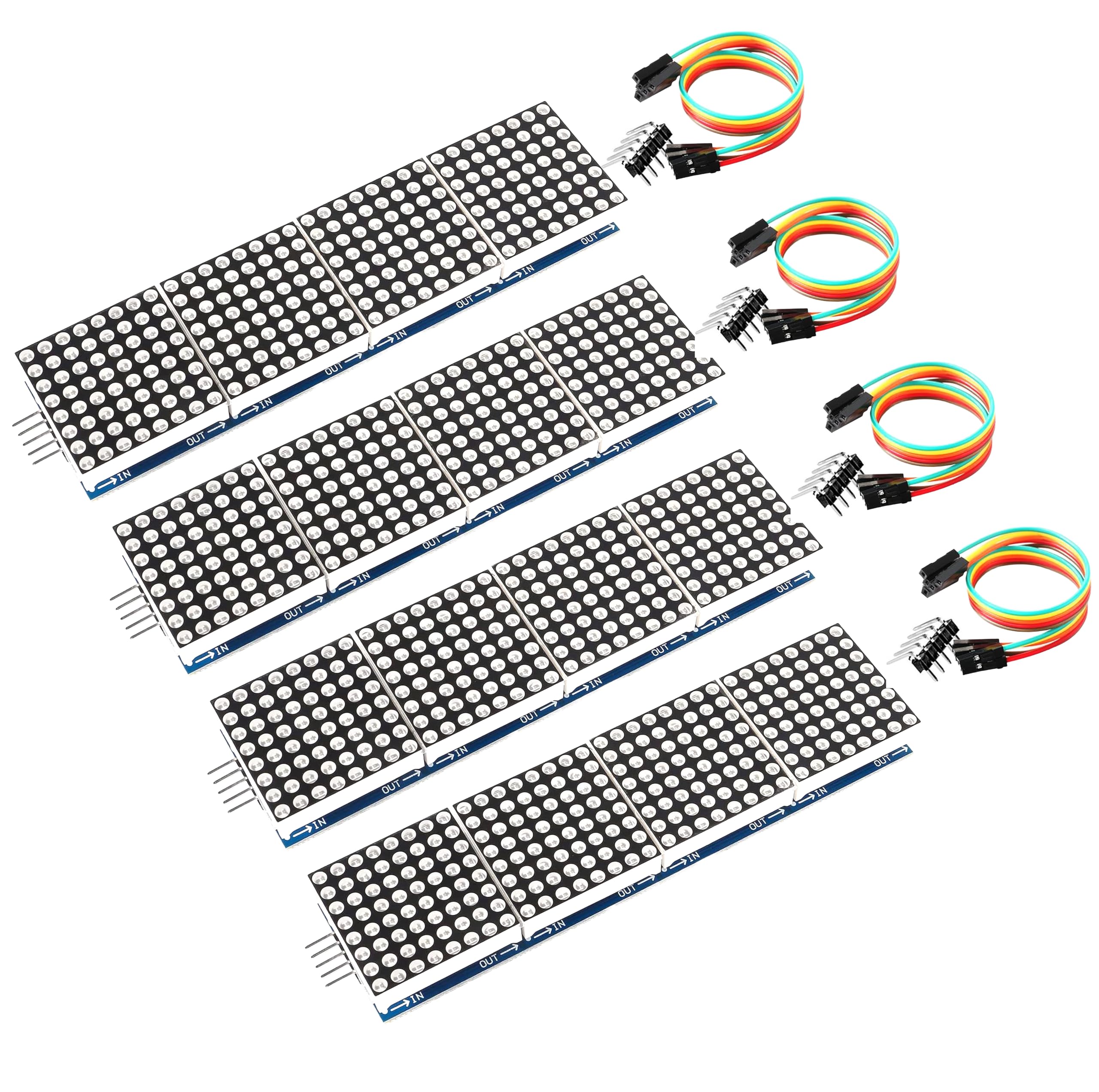 Dot Matrix FC16 4-in-1 Display Module with MAX7219 Chip, 32x8 LED Matrix, Compatible with Arduino, ESP32, ESP8266, Raspberry Pi, 4 Pieces