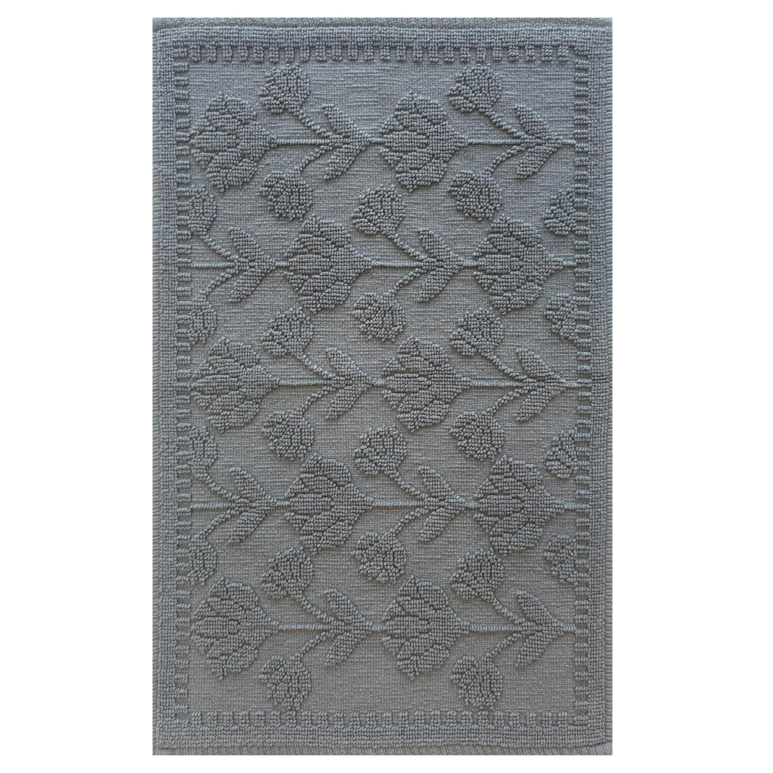 Olivia Rocco Floral Bath Mat Non-Slip Super Absorbent 100% Cotton Bathroom Mats Extra Soft Rug for Bathroom Floor 50 x 80 cm, Grey