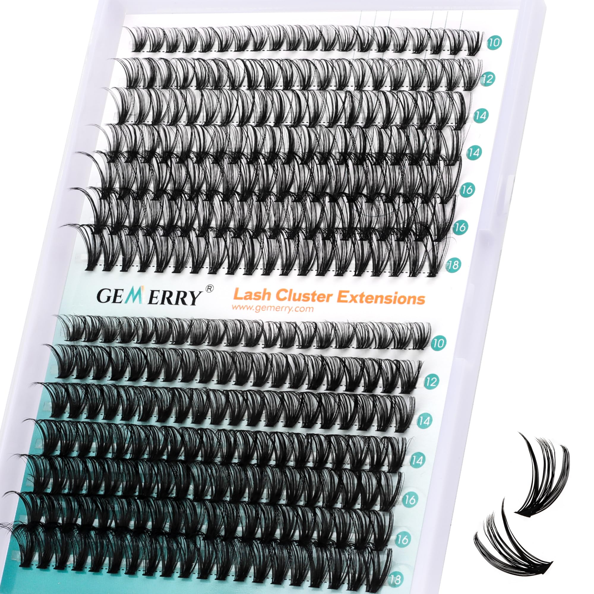 GEMERRY 280pcs Cluster Lashes D Curl 30D+40D 10-18mm Individual Lash Clusters Extensions DIY Lash at Home