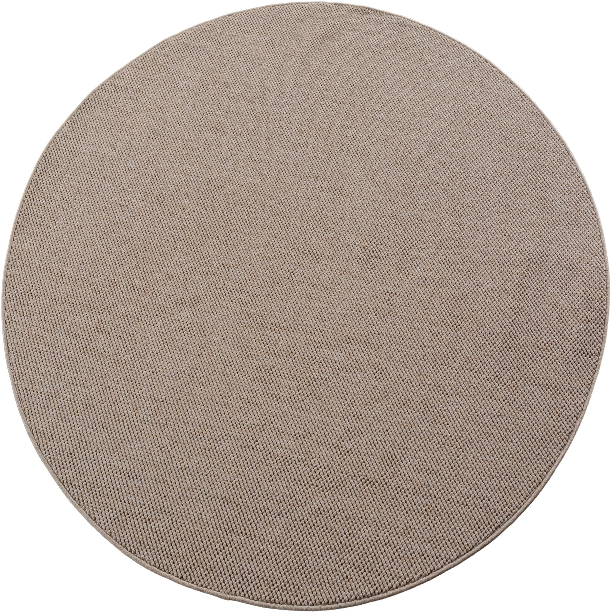 SIMPEX Tapis Rond 120 cm Beige Uni Bouclé Boucles Style Scandinave Moderne Doux Résistant Facile à Nettoyer pour Salon Salle à Manger Chambre