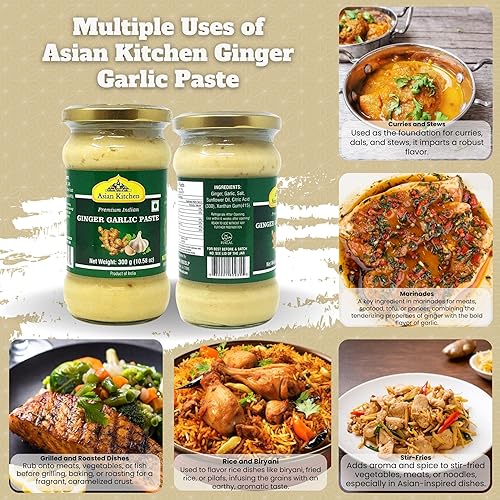 Miniatura 3 de Pasta de Cocina de Jengibre y Ajo de Asian Kitchen 10.5oz (300g) Frasco de Vidrio  Vegana  Sin Gluten  Sin OGM  Sin Colores  De Origen Indio