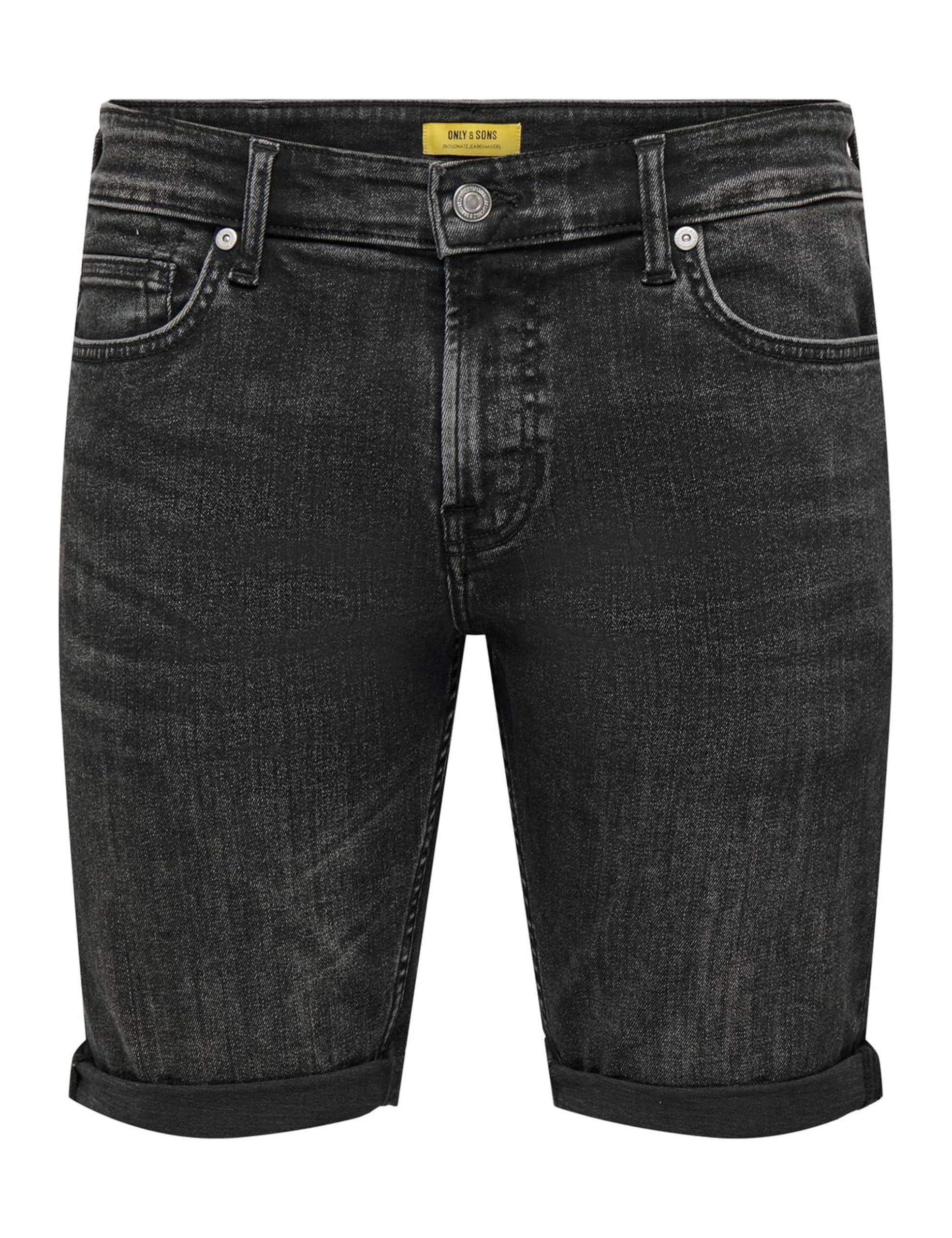 ONLY & SONS Herren Jeans Short ONSPLY 5192 - Regular Fit - Schwarz -Washed Black