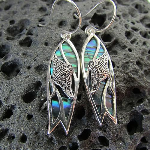 Miniatura 5 de Surfboard Manta Ray Earrings. Abalone Paua Shell. Sterling Silver.