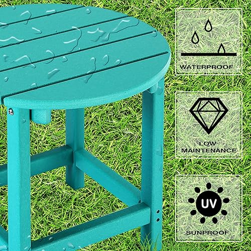 Miniatura 271 de LZRS Mesa auxiliar para exteriores, mesa auxiliar ovalada Adirondack doble con almacenamiento de 2 niveles, mesas auxiliares de HDPE para patio