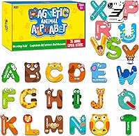 SpriteGru Large Magnetic Animal Alphabet Letters - 26 Colorful Uppercase ABC Fridge Magnets for Toddlers 3-5, Educational Learning Toys