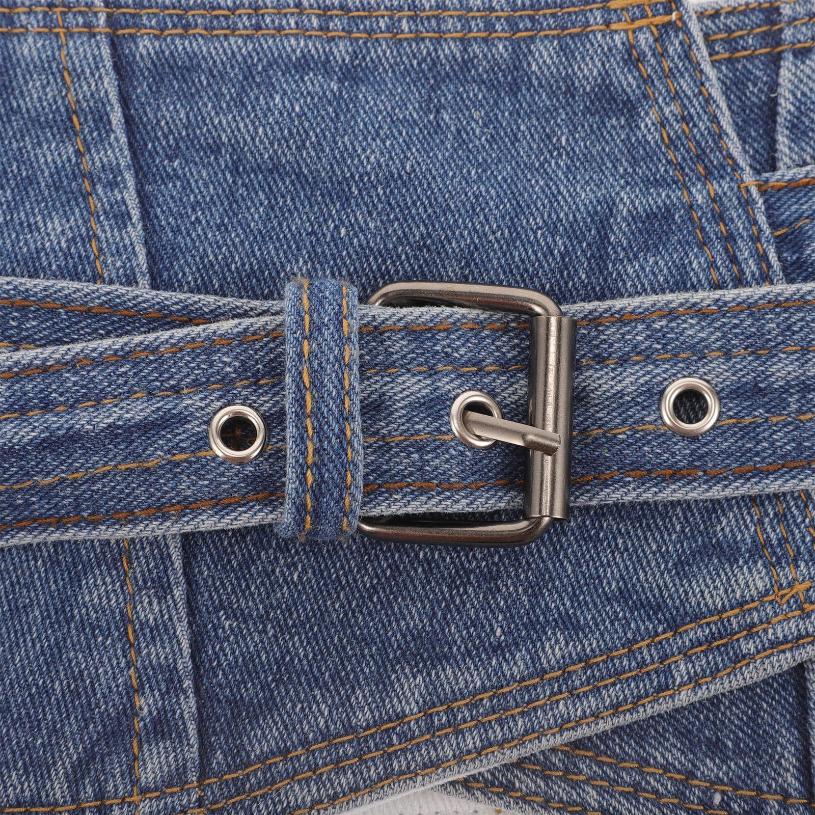 SOIMISS Ceinture en Denim Bleu Large pour Femme, Style All-match