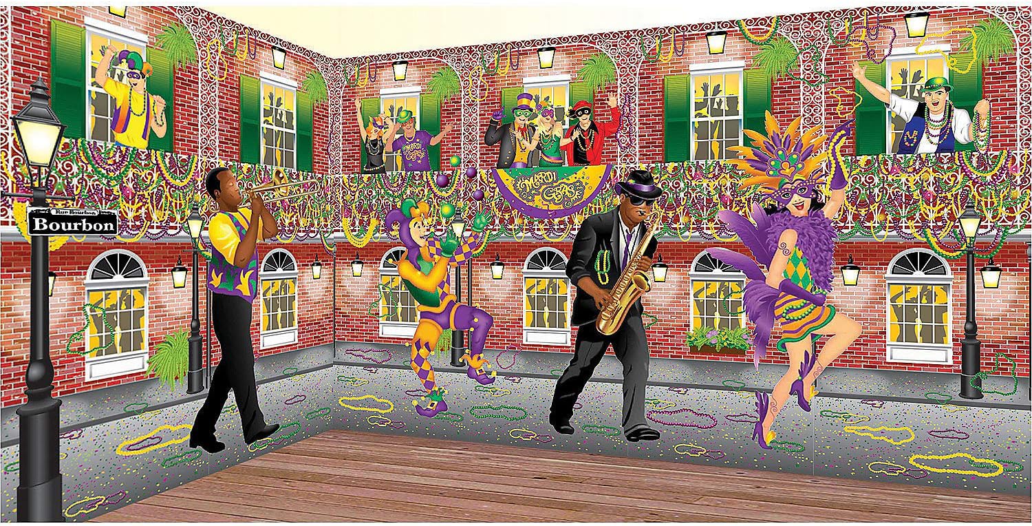 Design-A-Room Mardi Gras Backdrop Set - Party Decor - 52 Pieces