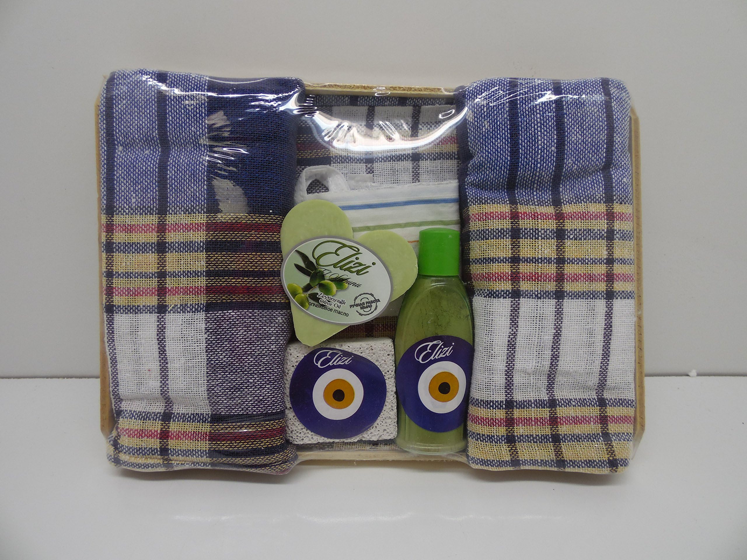 Elizi Turkish Bath Set Soap Heel Stone Peshtemal and Fiber Bath
