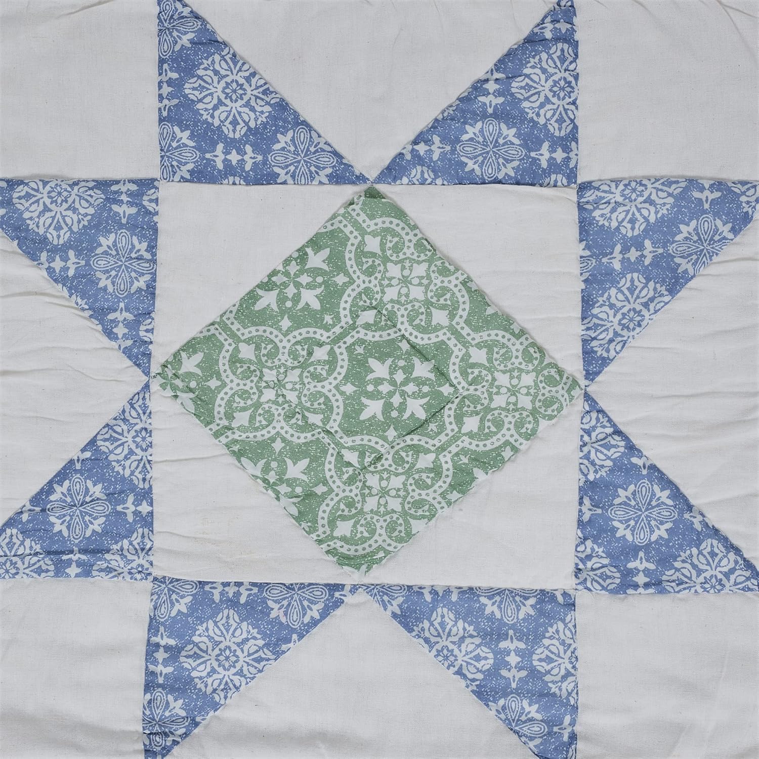 VHC Brands Jolie, Farmhouse Quilted Bed Sham, King, Patchwork, Blue & Green, 21x37