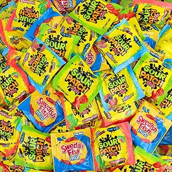 Snack Size, Fun Size Candy - Bulk Party Candy, Summer Party, Pinata Ready - Original, Tropical, and Watermelon Sweet & Sour Individual Gummy Kids Sour Variety Packs 1.5 Pound