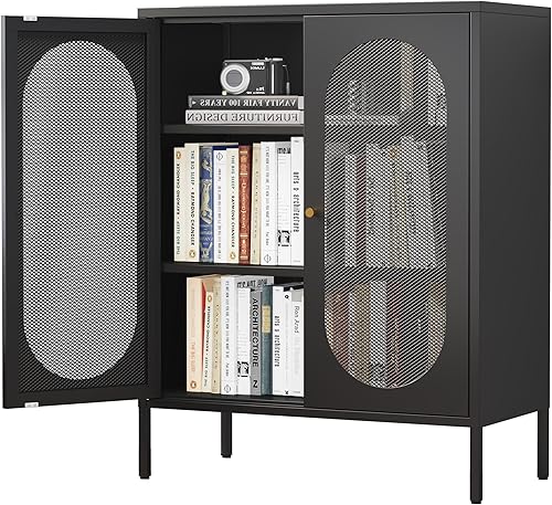 Armario de almacenamiento de metal con 2 puertas de malla para dormitorio, sala de estar, hogar, hotel, oficina, garaje, cocina, 3 niveles, 2