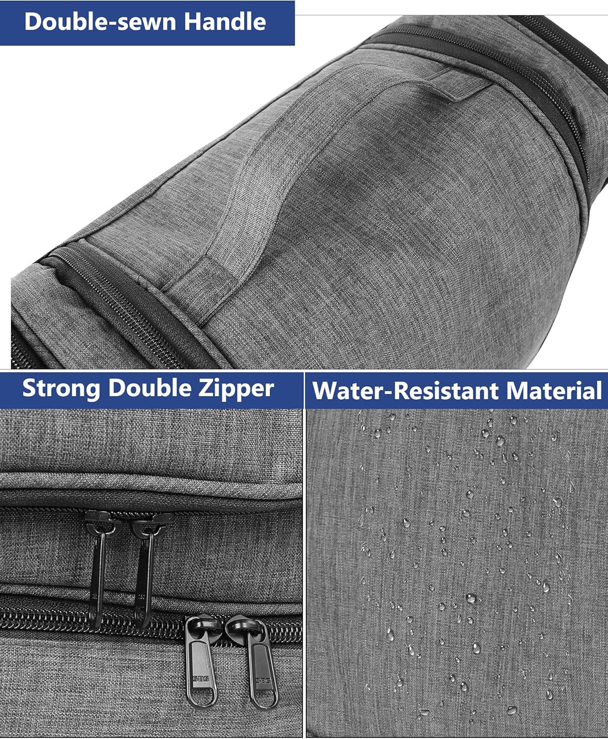 Muama Hanging Travel Toiletry Bag for Men and Women-Portable Waterproof Bathroom Shower Bag,Travel Organizer Kit with Elastic Band Holders for Toiletries, Cosmetics, Makeup, Brushes(Gray) : Beauty & Personal Care