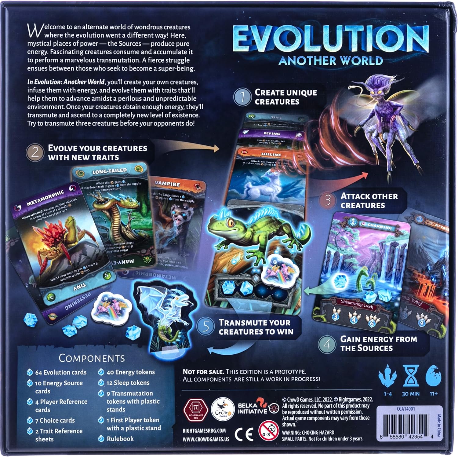 Crowd Games | Evolution: Another World Board Game | 1-4 Players | Ages 11 and up | Popular Science | Fantasy | Animals| Card Game | Simulation | Hand Management | Average Playtime 30 min