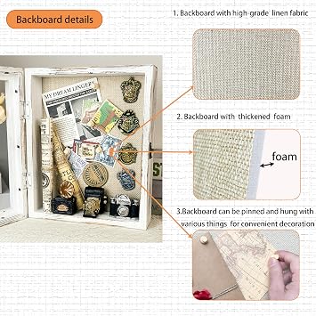 White Shadow Box Frame 8x10 Shadow Boxes 2.6 Interior Depth Memorial Shadow Box Display Case with Linen Back for Handicrafts,Flowers, Picture Frames, Medals, Coins, Pins Collection and More