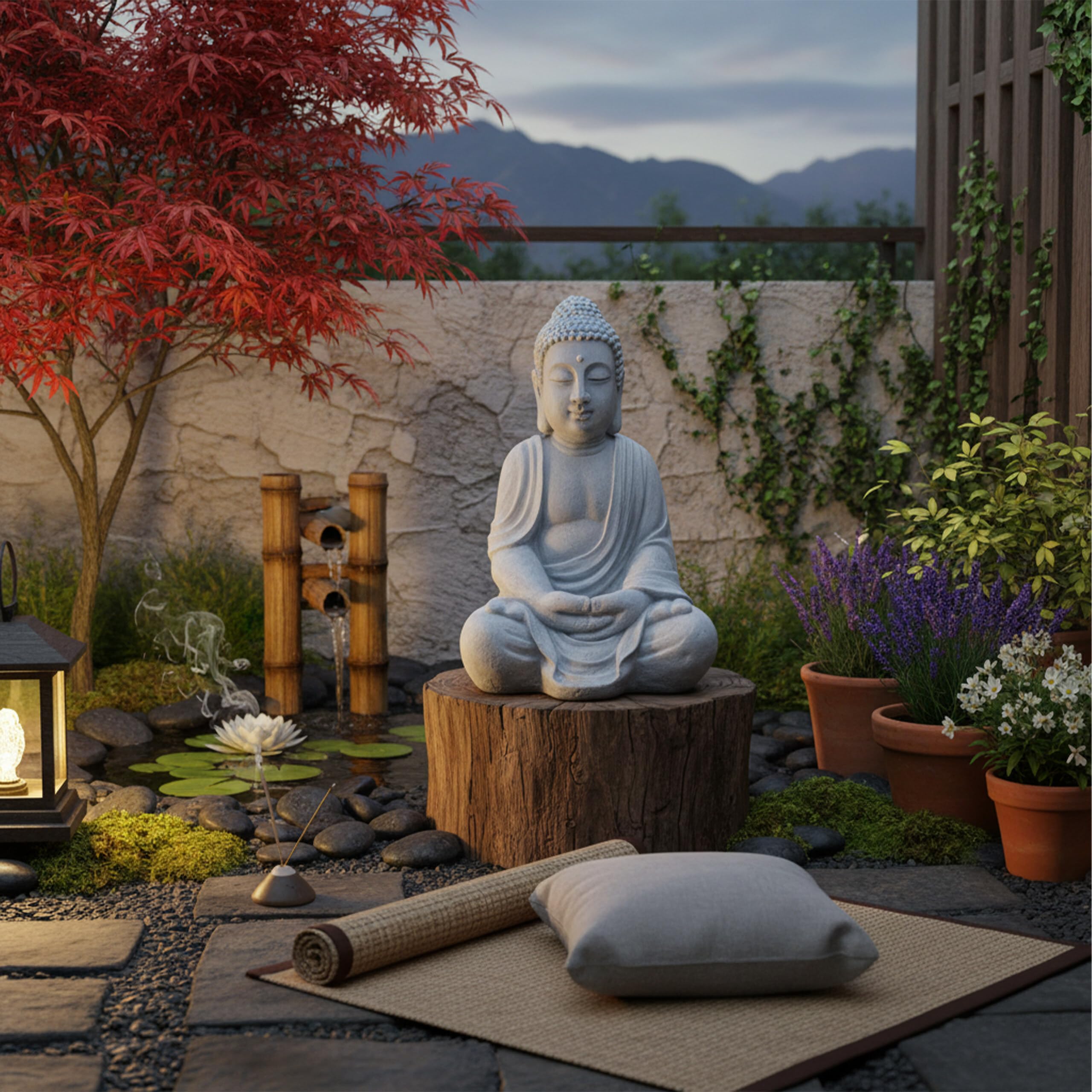 Relaxdays Buddha seduto XL 70cm, statua giardino, deco vintage soggiorno, resistente intemperie, antigelo, grigio chiaro