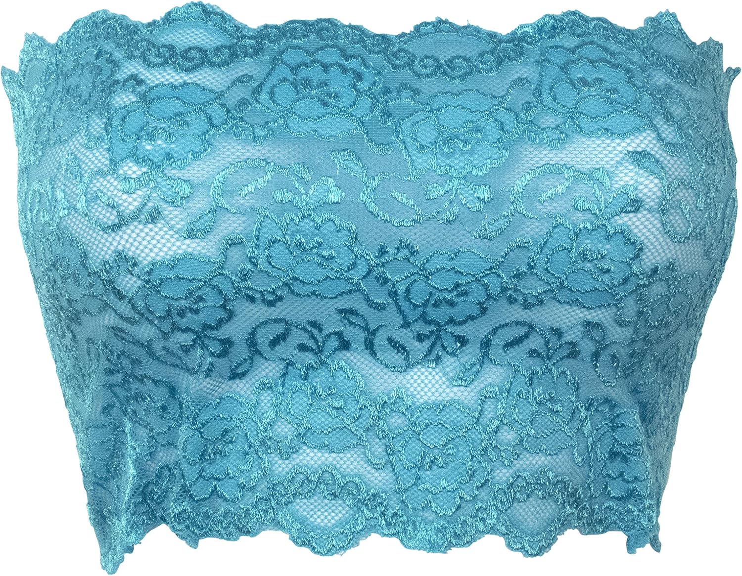 Stretch Lace Camisole Bandeau Tube Top 8 Inches Long Turquoise M