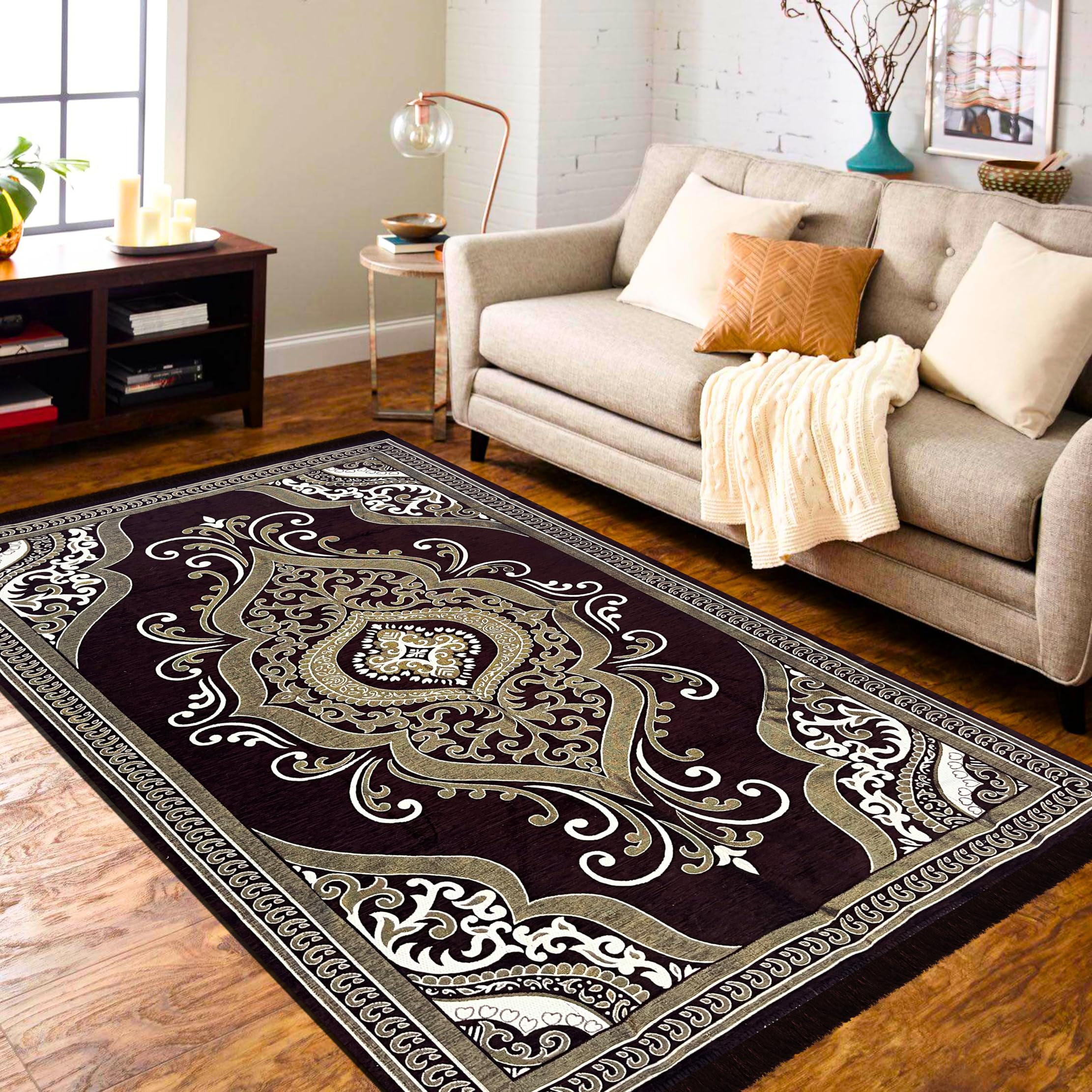 Chenille Carpets for Living Room 5x7 Feet | Velvet Rugs for Living Room 5x7 Feet | Floor Carpet for Living Room Carpet for Bedroom | Dari for Floor Carpets for Living Room 150x210 cm (Coffee 1) (B0CZXX518C) Amazon Price History, Amazon Price Tracker