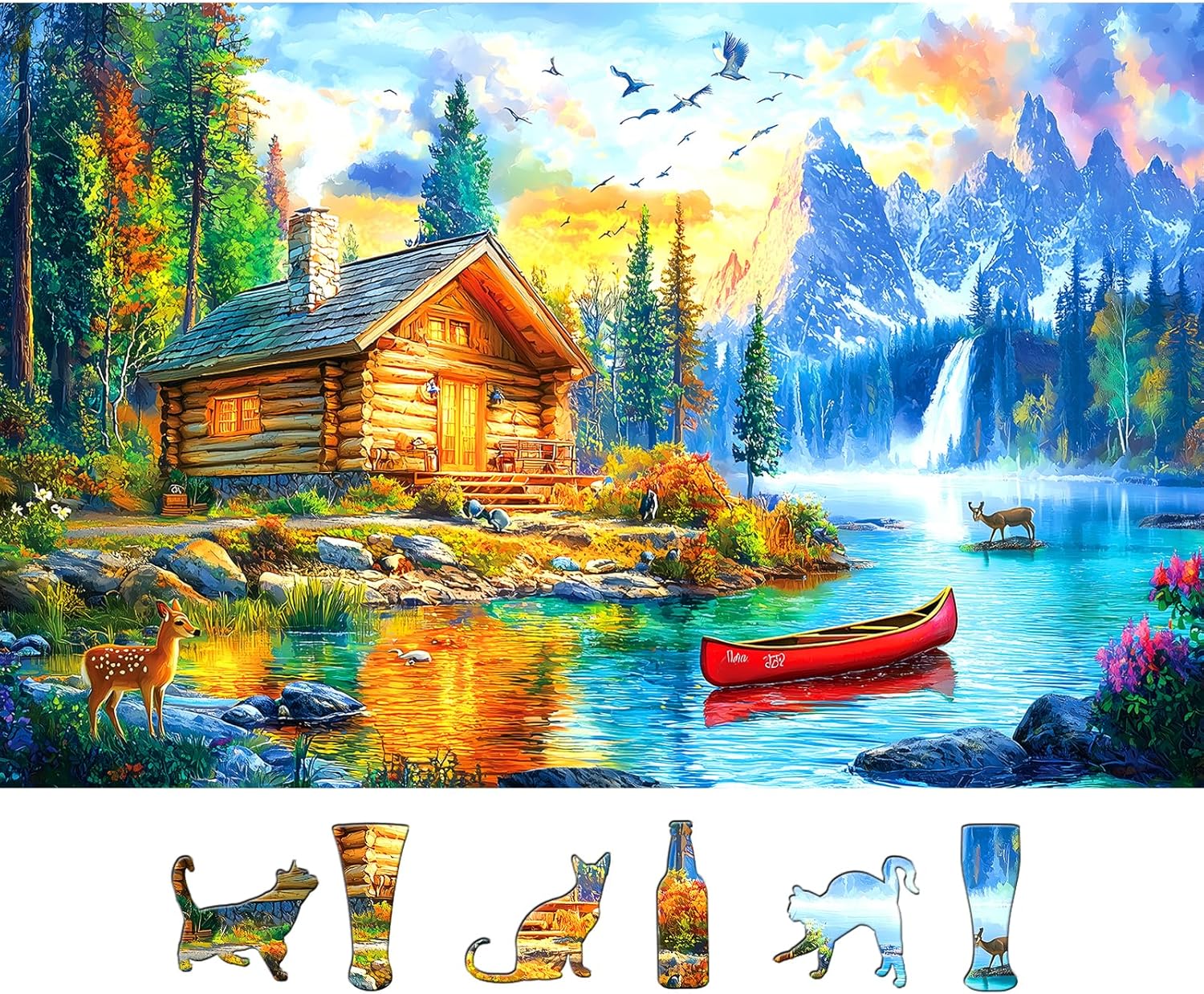 Elephant Jigsaw Puzzles for Adults 500 Pieces Colorful Crystal Flower Puzzles Beautiful Diamond Art Puzzle Difficult Unique Family Challenging Games Gift for Teens Adults Puzzle (20"x20")