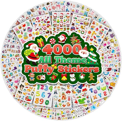 Miniatura 9 de Calcomanías 3D hinchadas para niños, más de 800 calcomanías para niños pequeños, incluyendo 4 tarjetas de escena de fantasía de hada, princesa,