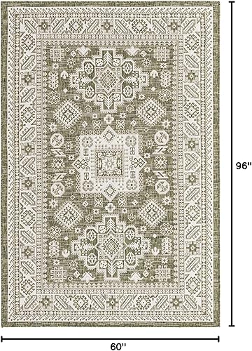 Miniatura 390 de Rugs.com Outdoor Aztec Collection Alfombra – 4 x 6 pies alfombra de tejido plano gris carbón perfecta para salas de estar, grandes comedores, planos