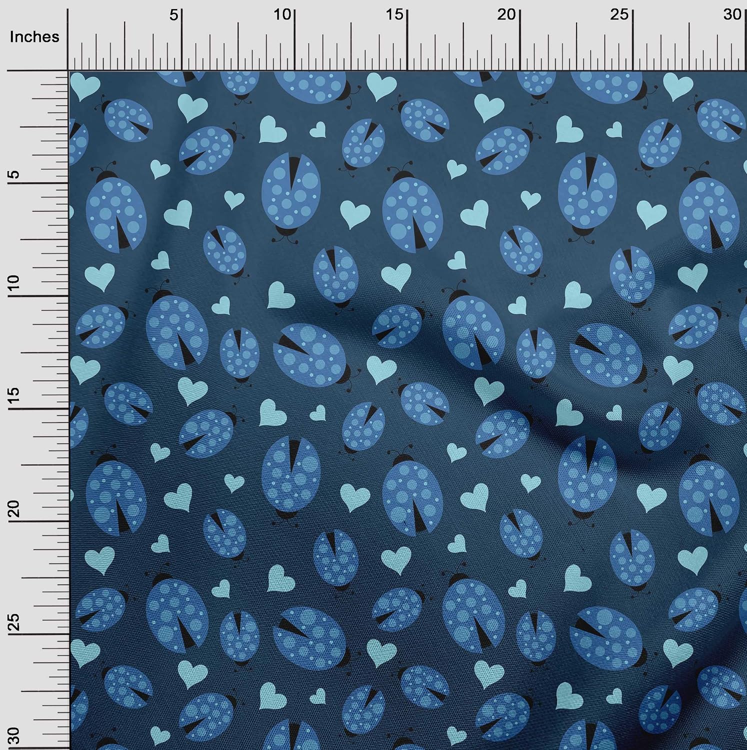 oneOone Cotton Flex Blue Fabric Bird Ladybird Craft Projects Decor Fabric Printed by The Yard 40 Inch Wide