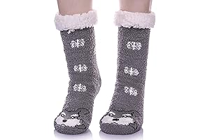 Adorable Schnauzer Fuzzy Slipper Socks with Grippers