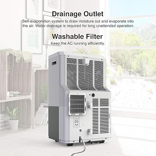 Miniatura 7 de PAC8000-2101 AC portátil, con calor 14,000 BTU Ashrae/8,000 BTU DOE