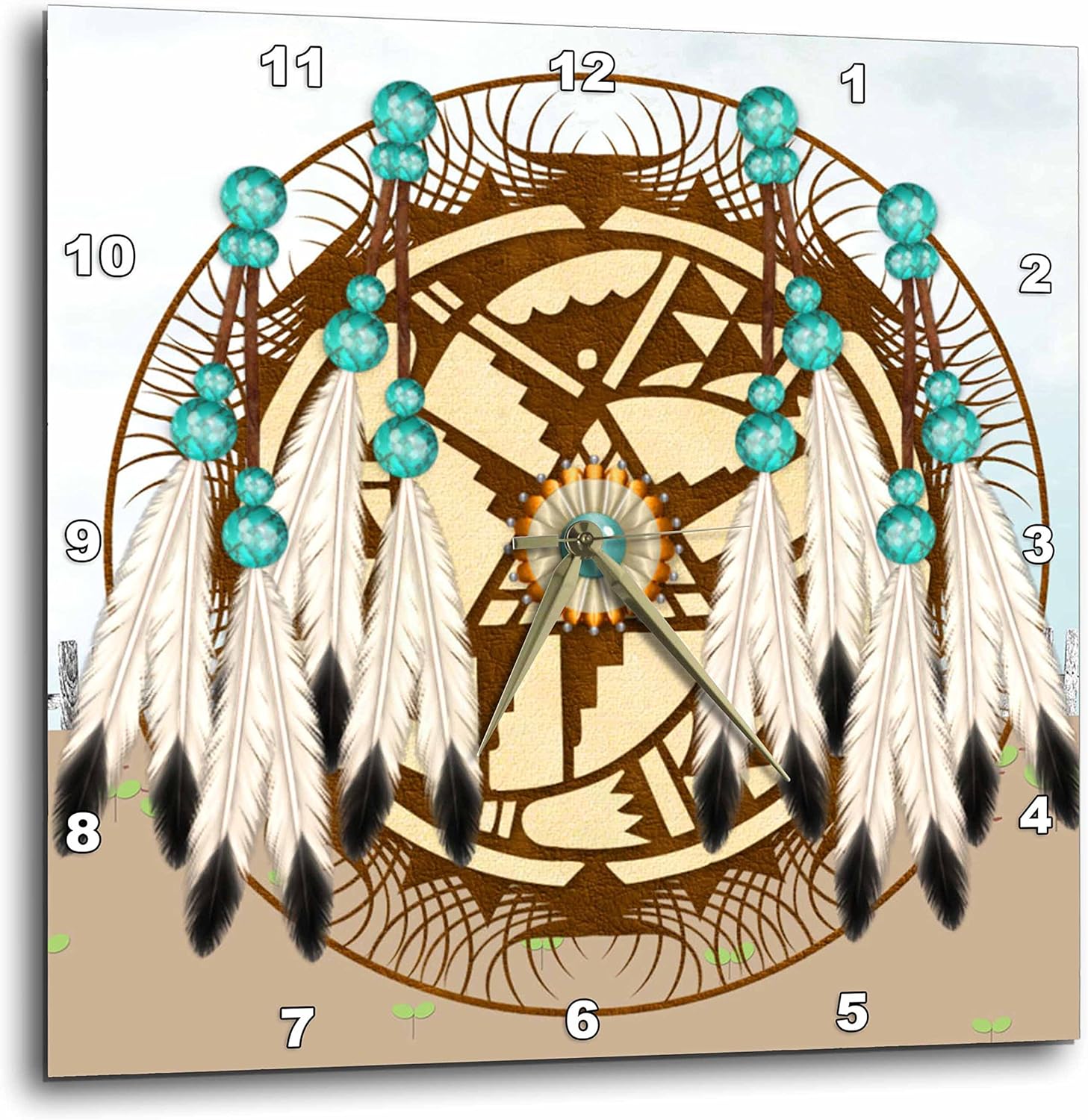 3dRose DPP_108087_3 Designer One of A Kind Native American Art-Wall Clock, 15 by 15-Inch
