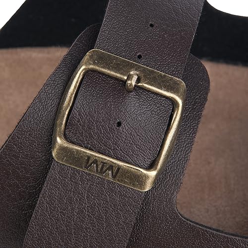 Miniatura 6 de WTW Sandalias con plantilla de corcho para hombre, zapatos deslizantes de playa con correa ajustable de hebilla de metal para hombre, estilo casual