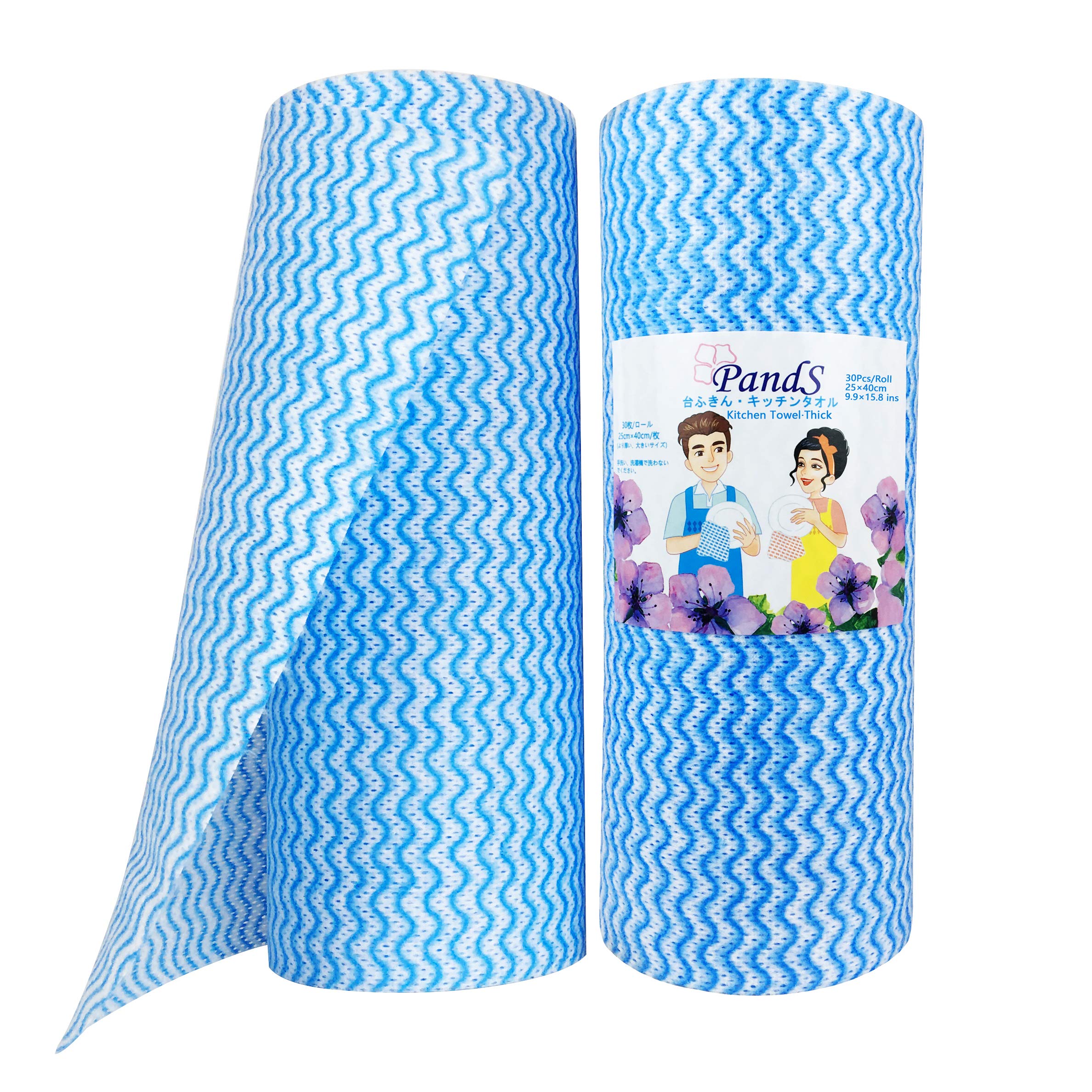 PandSReusable Towel - 2 Roll Equals 60 Pieces Cloth Size 9.8 x 15.75 - Upgraded Large Thick Reusable Towels for Kitchen - Reusable Towels Eco-Friendly- Strong Absorbent Quick Dry