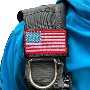 BCD Name Tag - Personalized Embroidered Scuba BCD Tag for Divers, Waterproof Dive Gear Identification - American Flag