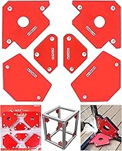 Homdum 6pc Multi Angle Magnetic Welding Holder Clamps Set 2x3 Inch Arrow, 2x Triangle, 2x Mini,Welding tools Strong Magnet Pull for Accurate Alignment fabrication Yellow/Red